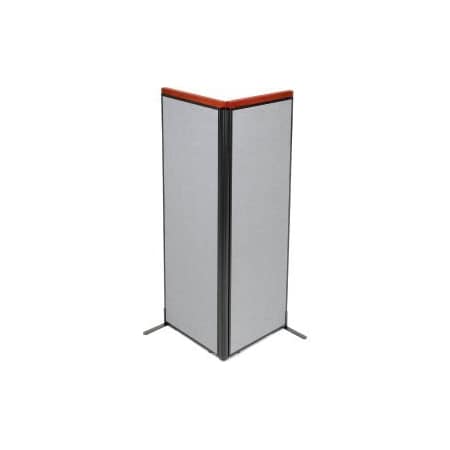 Interion    Deluxe Freestanding 2-Panel Corner Room Divider, 24-1/4W X 73-1/2H Panels, Gray